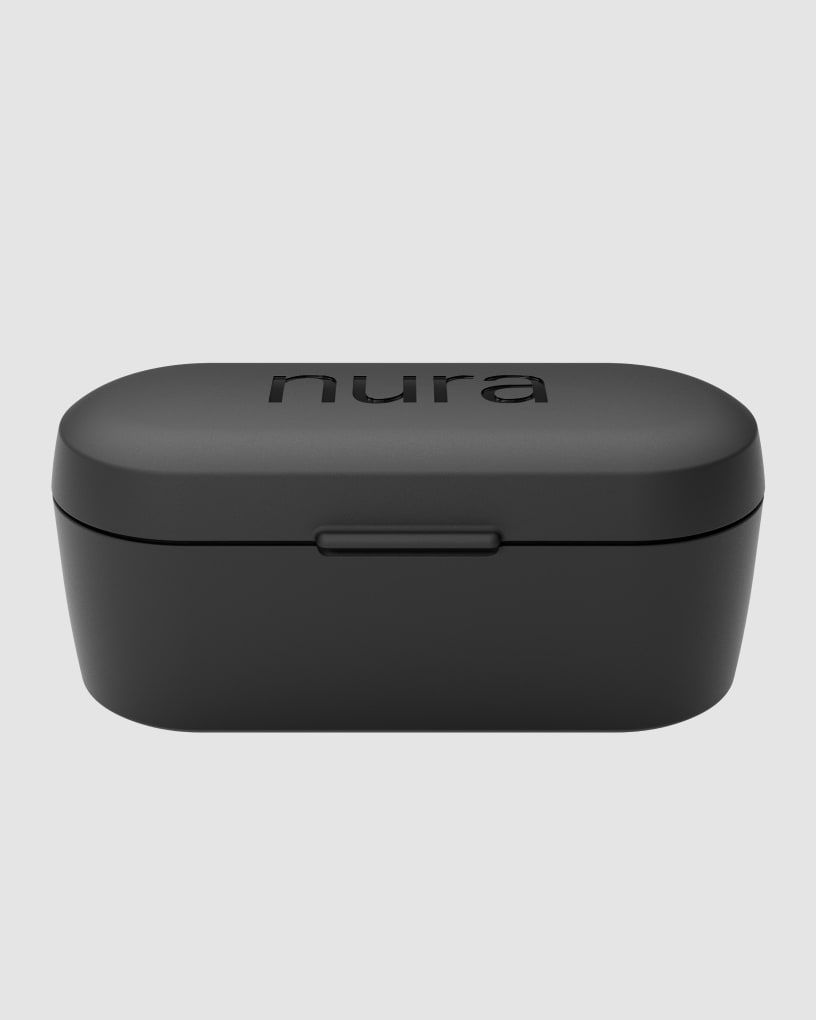 Photo of NuraBuds case, closed